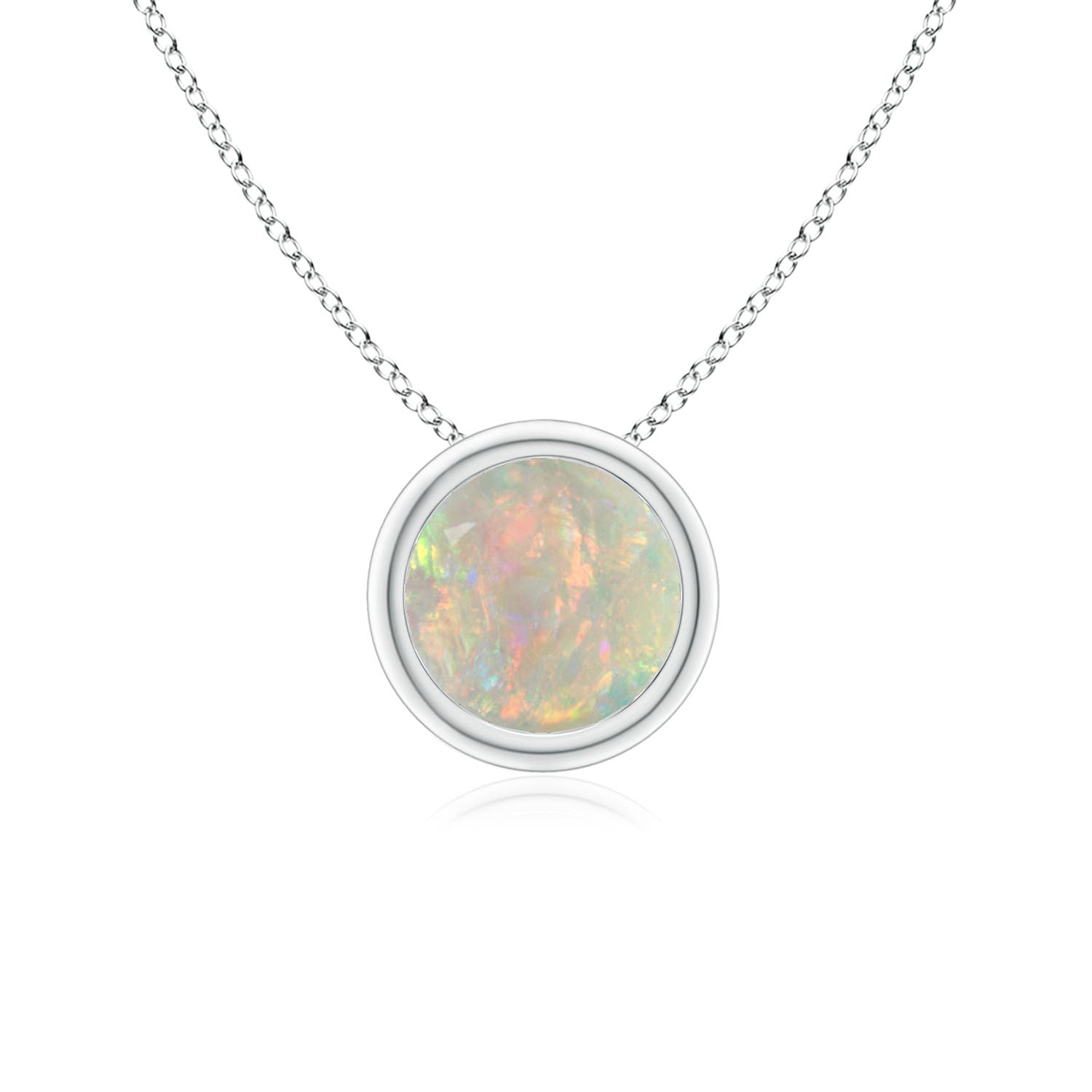 6mm AAAA Bezel-Set Round Opal Solitaire Pendant in P950 Platinum