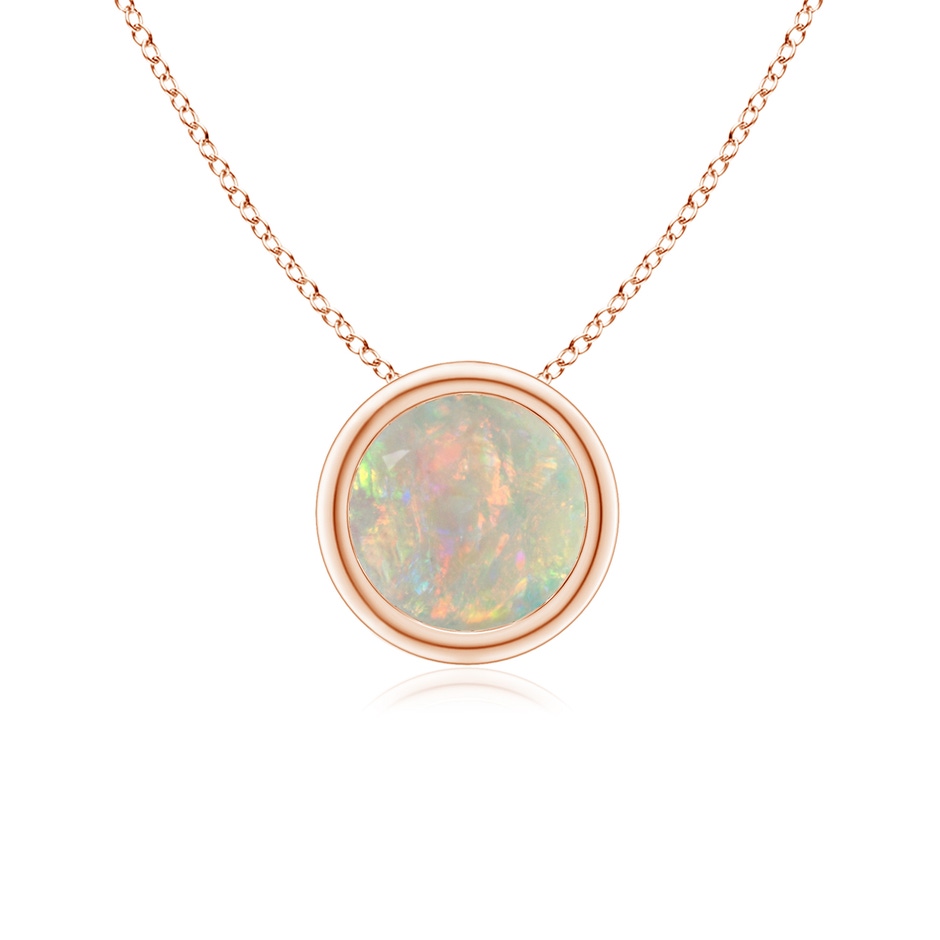 6mm AAAA Bezel-Set Round Opal Solitaire Pendant in Rose Gold 