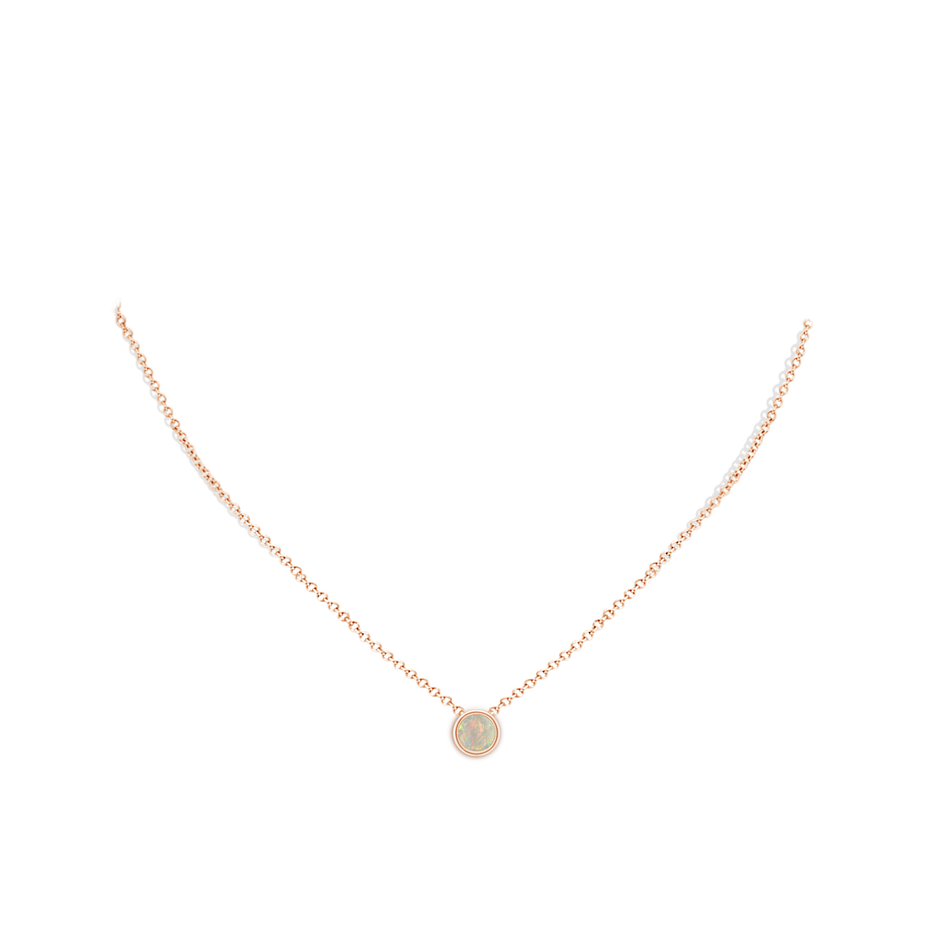 6mm AAAA Bezel-Set Round Opal Solitaire Pendant in Rose Gold pen