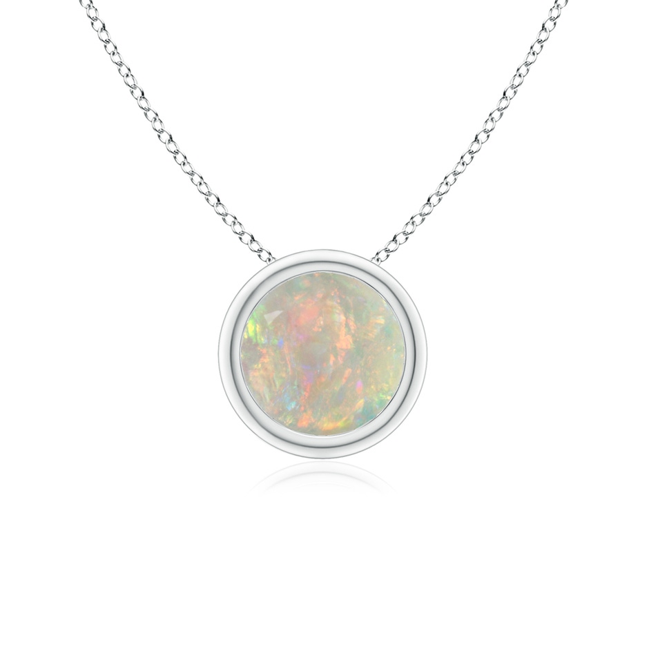 6mm AAAA Bezel-Set Round Opal Solitaire Pendant in White Gold 