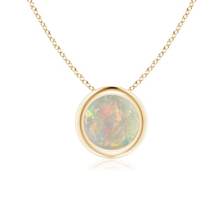 6mm AAAA Bezel-Set Round Opal Solitaire Pendant in Yellow Gold