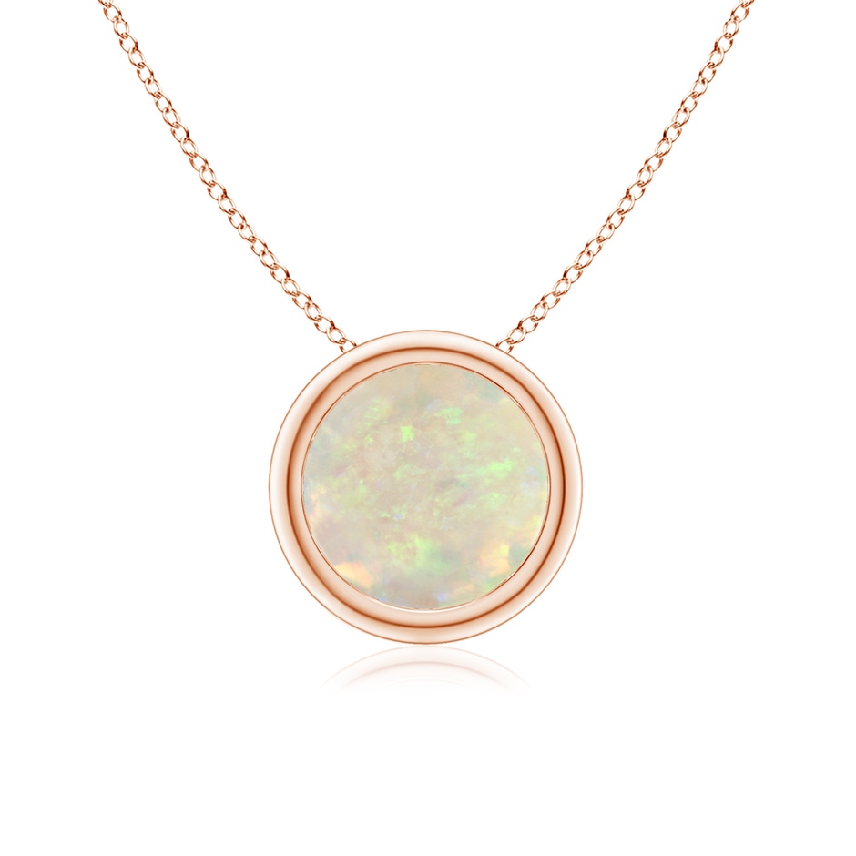 7mm AAA Bezel-Set Round Opal Solitaire Pendant in Rose Gold 