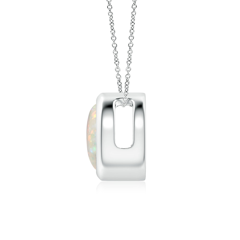 7mm AAA Bezel-Set Round Opal Solitaire Pendant in White Gold side 199