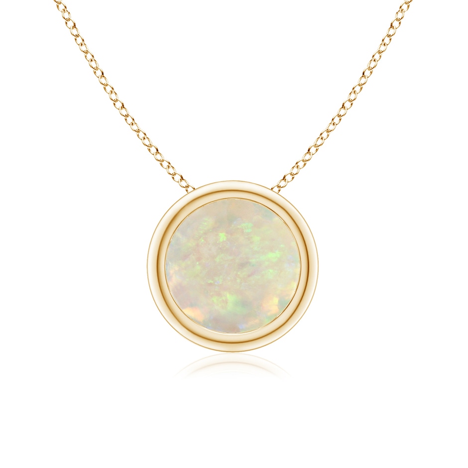 7mm AAA Bezel-Set Round Opal Solitaire Pendant in Yellow Gold 