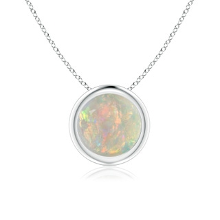 7mm AAAA Bezel-Set Round Opal Solitaire Pendant in P950 Platinum