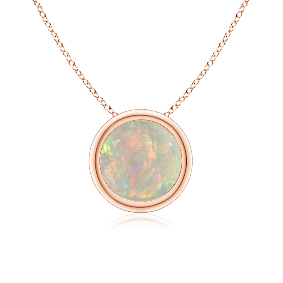 7mm AAAA Bezel-Set Round Opal Solitaire Pendant in Rose Gold 