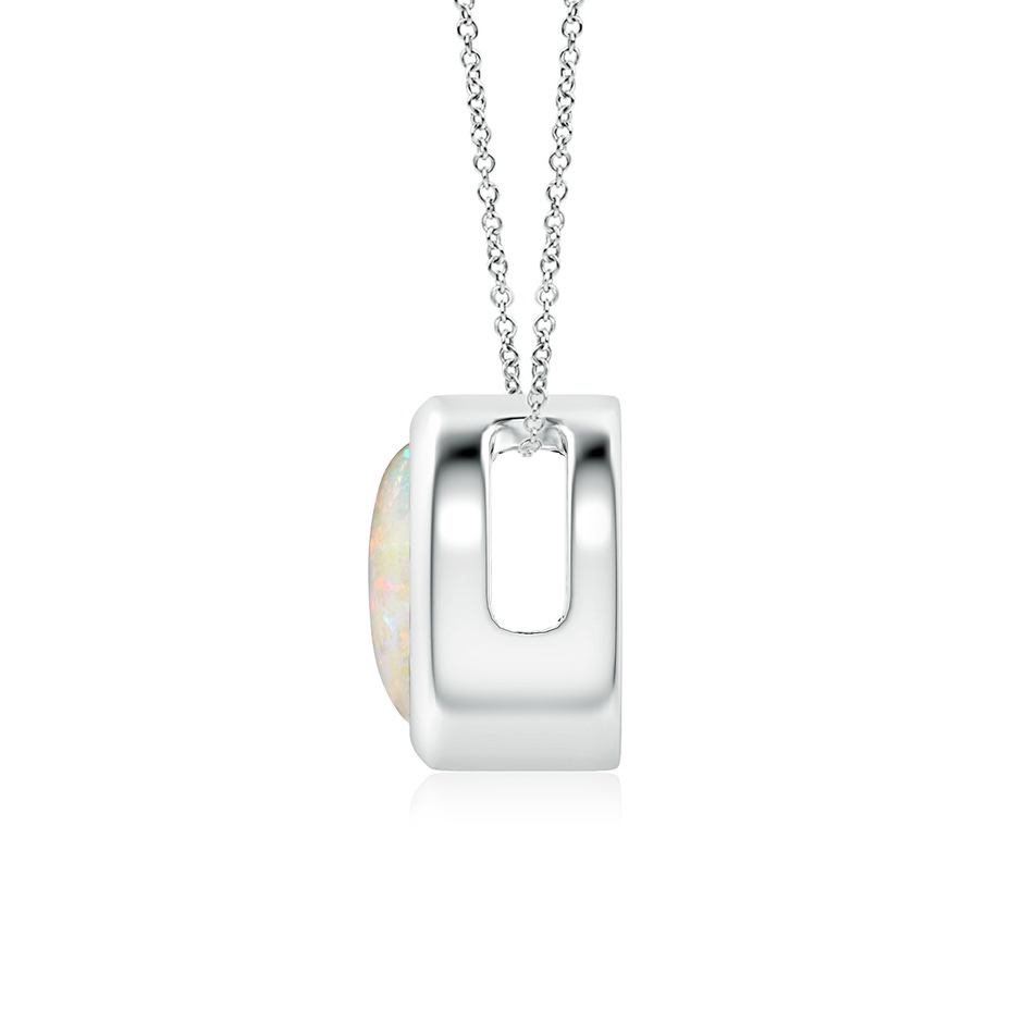 7mm AAAA Bezel-Set Round Opal Solitaire Pendant in White Gold side 199