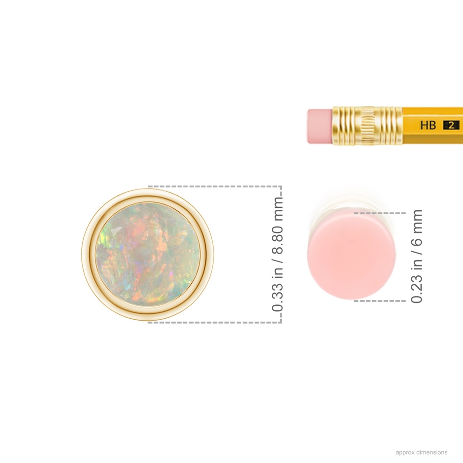 7mm AAAA Bezel-Set Round Opal Solitaire Pendant in Yellow Gold ruler