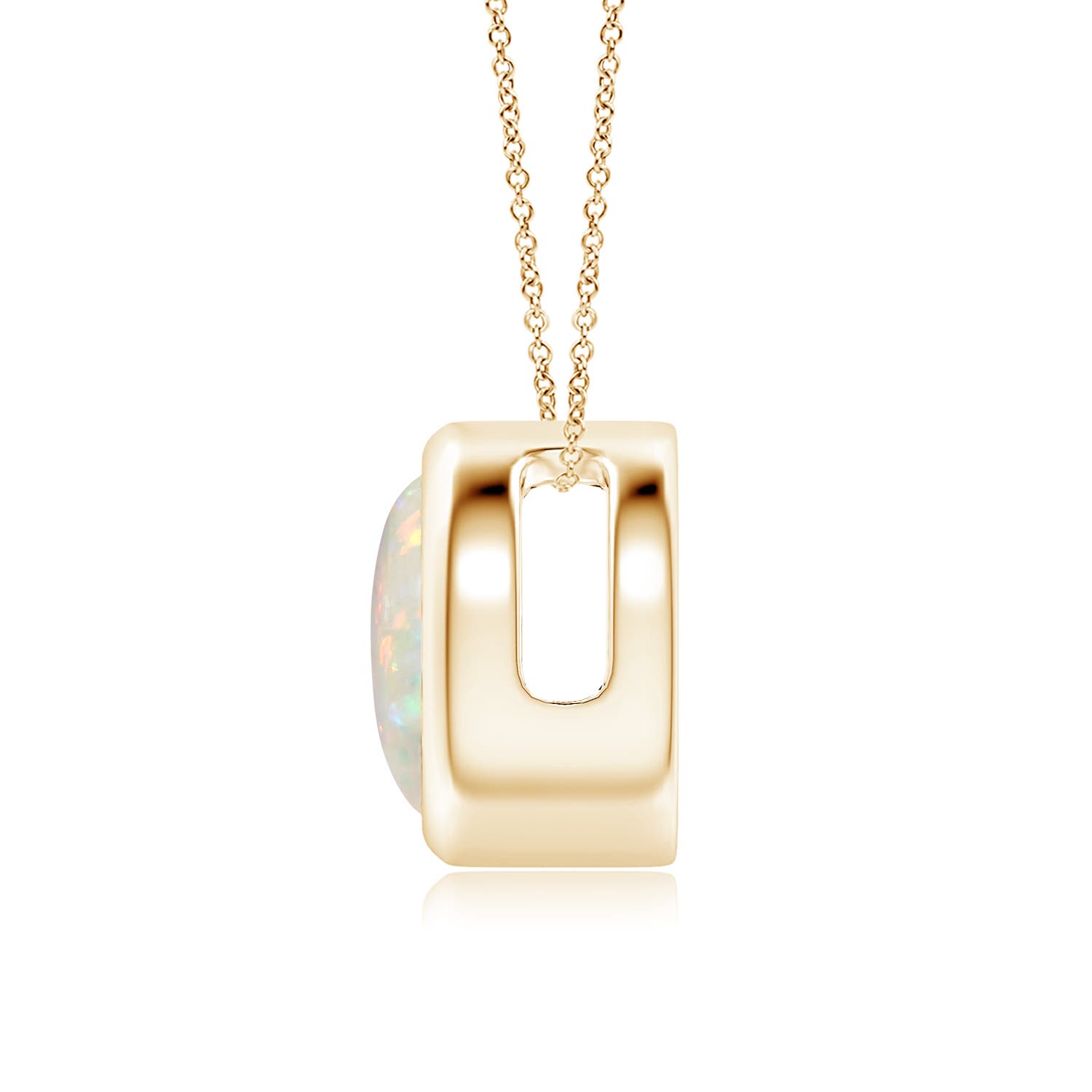 8mm AAA Bezel-Set Round Opal Solitaire Pendant in Yellow Gold