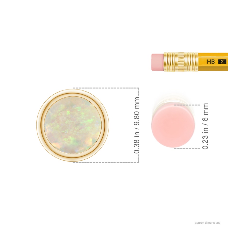 8mm AAA Bezel-Set Round Opal Solitaire Pendant in Yellow Gold ruler
