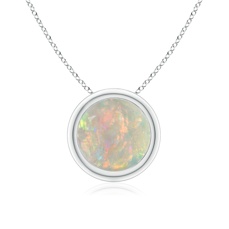8mm AAAA Bezel-Set Round Opal Solitaire Pendant in P950 Platinum 