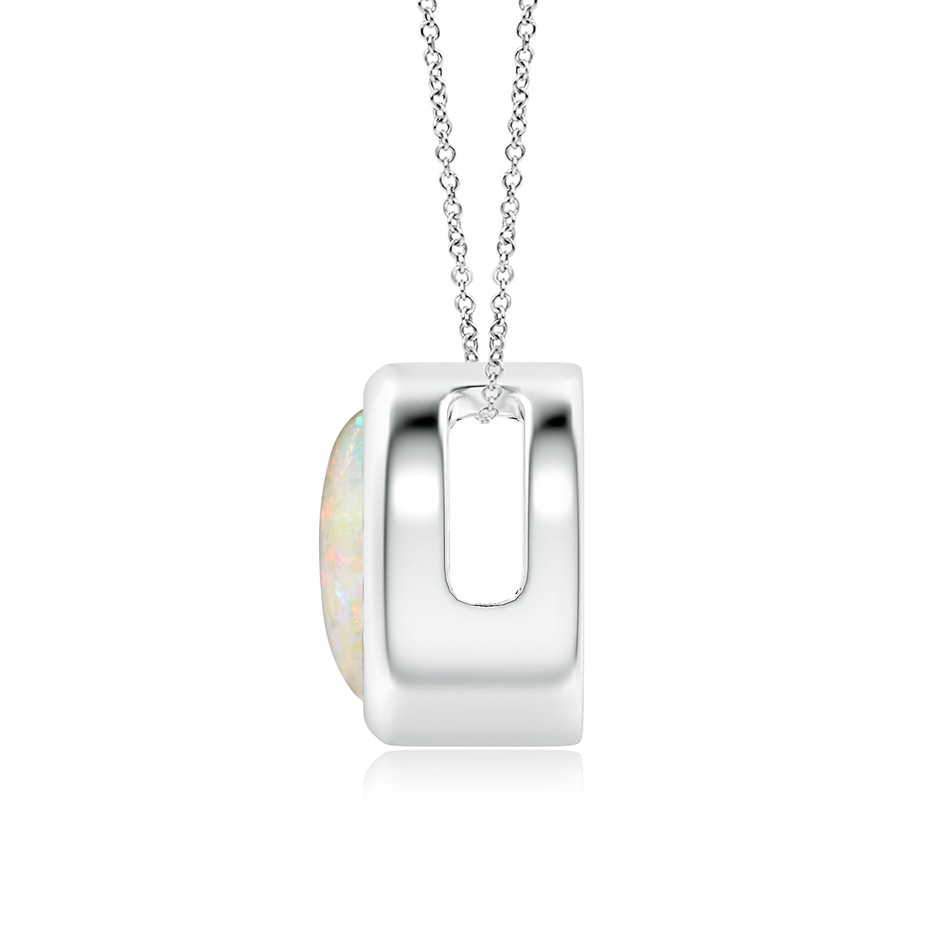 8mm AAAA Bezel-Set Round Opal Solitaire Pendant in P950 Platinum side 199