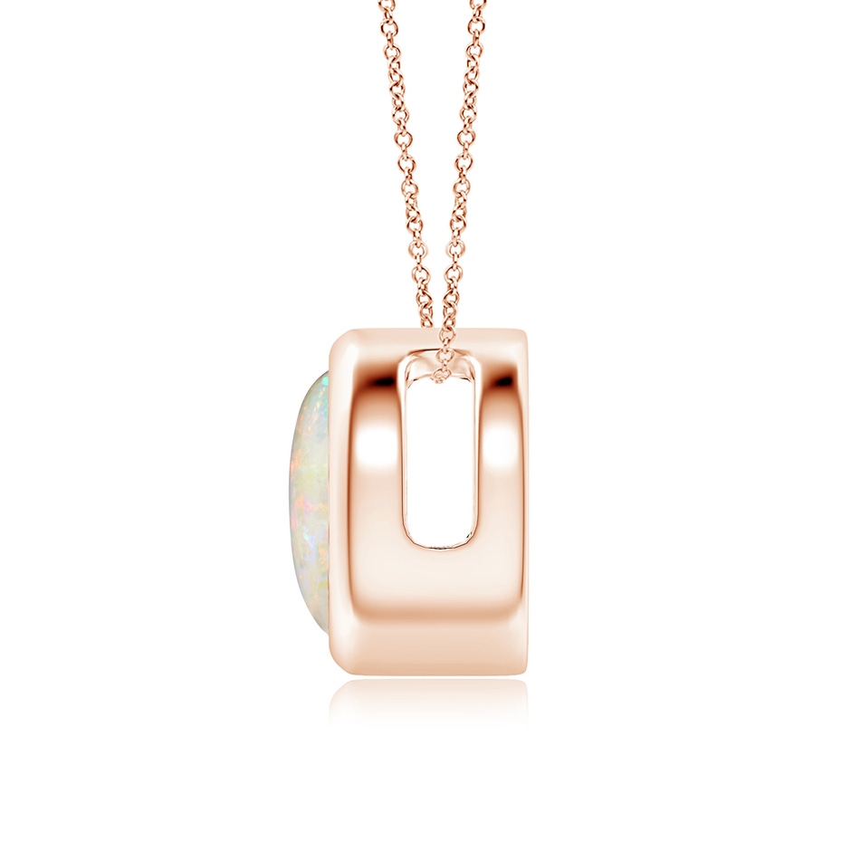8mm AAAA Bezel-Set Round Opal Solitaire Pendant in Rose Gold side 199