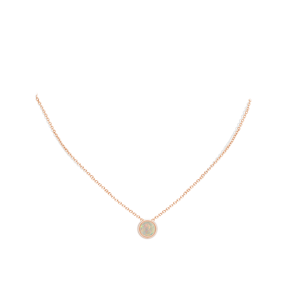 8mm AAAA Bezel-Set Round Opal Solitaire Pendant in Rose Gold pen