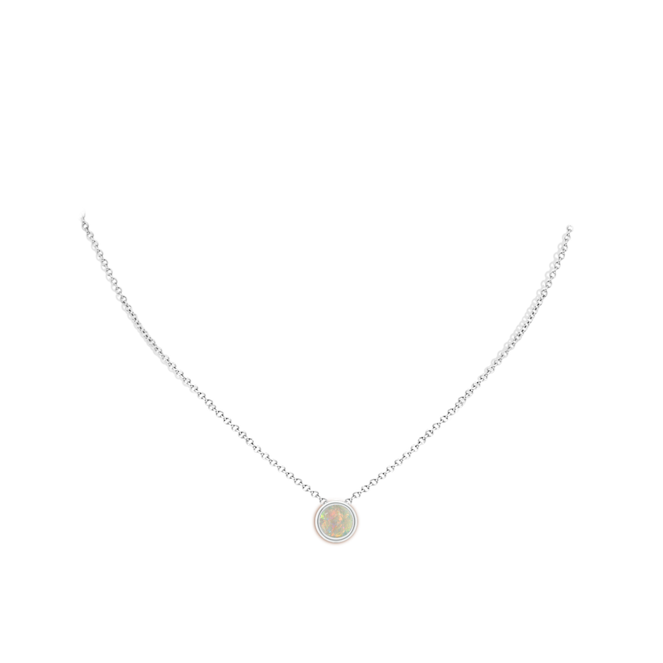 8mm AAAA Bezel-Set Round Opal Solitaire Pendant in White Gold pen