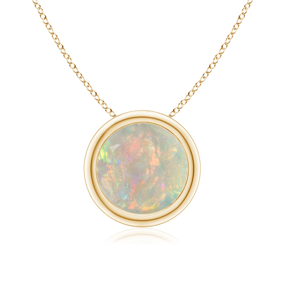 8mm AAAA Bezel-Set Round Opal Solitaire Pendant in Yellow Gold 