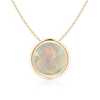 8mm AAAA Bezel-Set Round Opal Solitaire Pendant in Yellow Gold