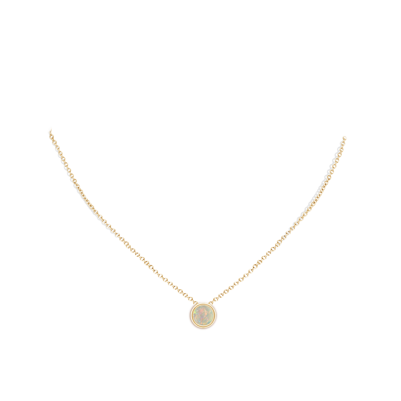 8mm AAAA Bezel-Set Round Opal Solitaire Pendant in Yellow Gold