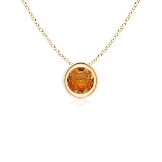 4mm AAA Bezel-Set Round Orange Sapphire Solitaire Pendant in Yellow Gold