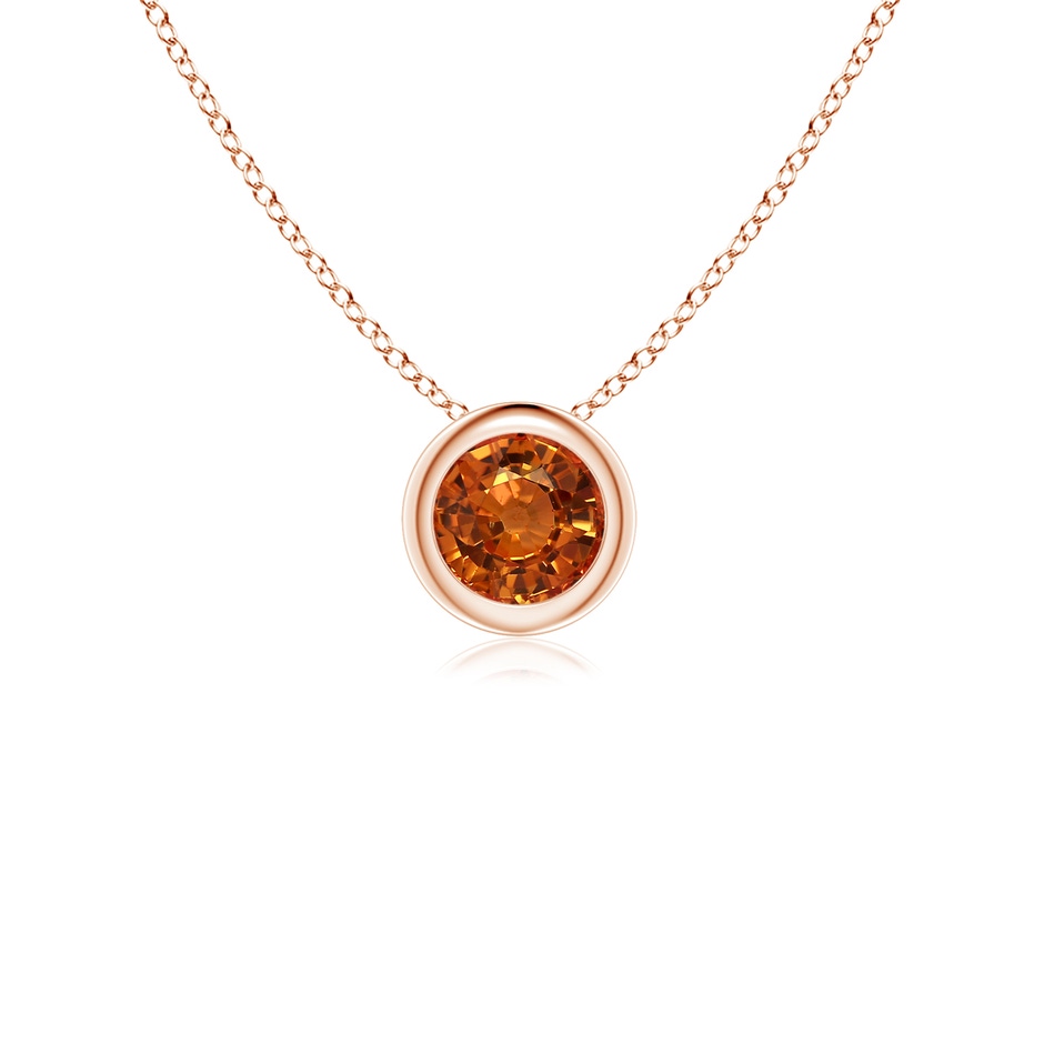 4mm AAAA Bezel-Set Round Orange Sapphire Solitaire Pendant in Rose Gold 