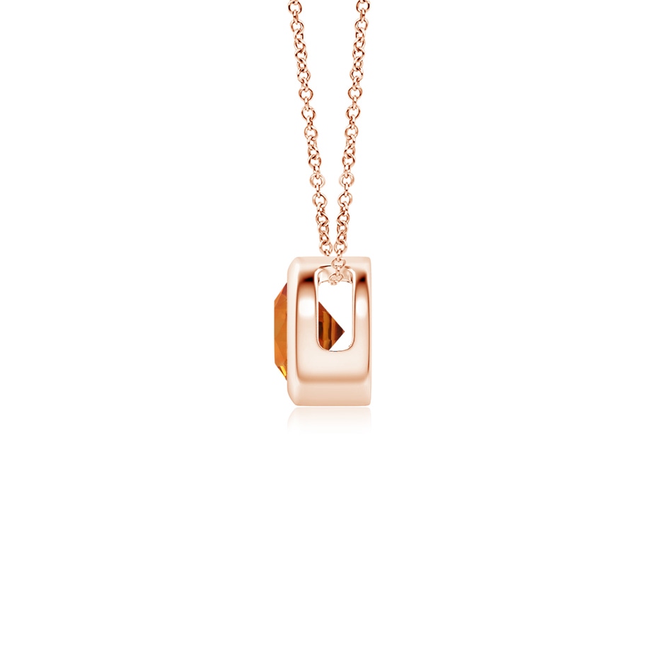 4mm AAAA Bezel-Set Round Orange Sapphire Solitaire Pendant in Rose Gold side 1