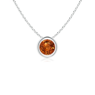 4mm AAAA Bezel-Set Round Orange Sapphire Solitaire Pendant in White Gold