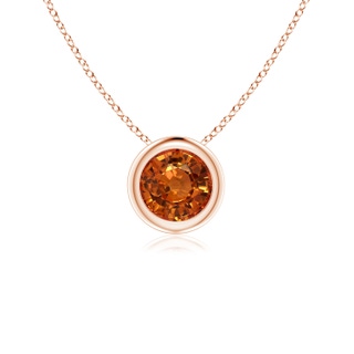 5mm AAAA Bezel-Set Round Orange Sapphire Solitaire Pendant in Rose Gold