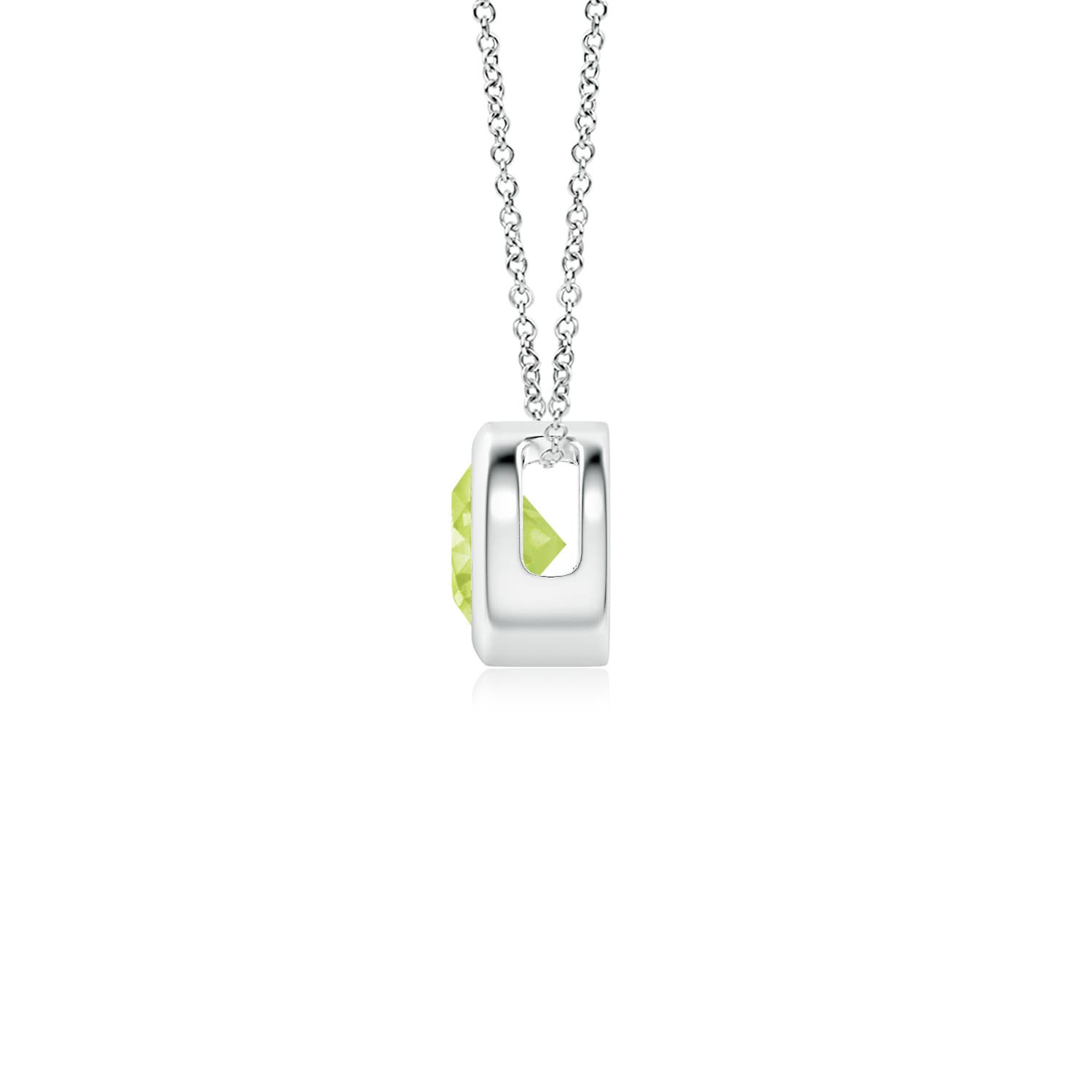 4mm A Bezel-Set Round Peridot Solitaire Pendant in P950 Platinum - side 3