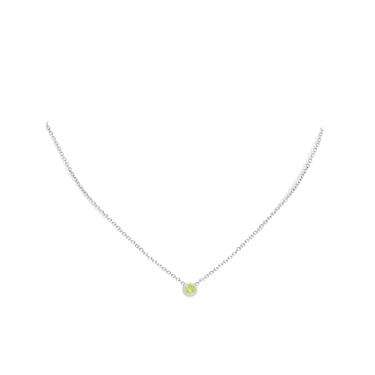 4mm A Bezel-Set Round Peridot Solitaire Pendant in P950 Platinum - body_neck