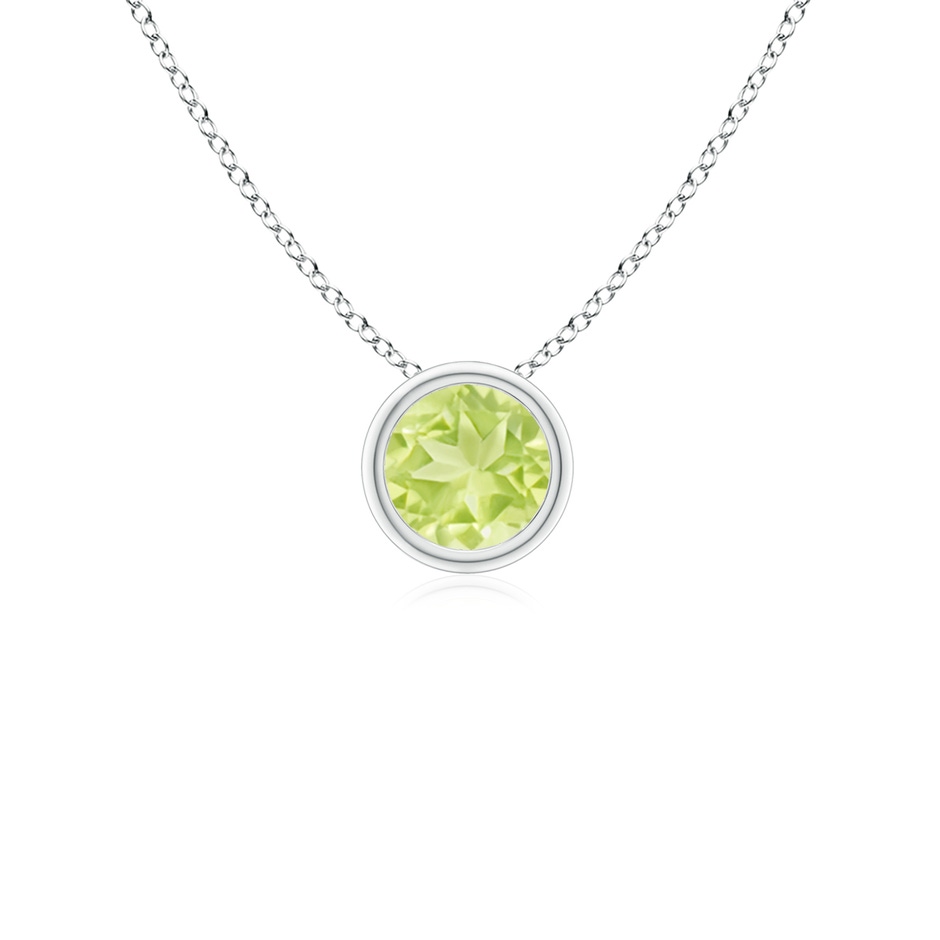 4mm A Bezel-Set Round Peridot Solitaire Pendant in S999 Silver 