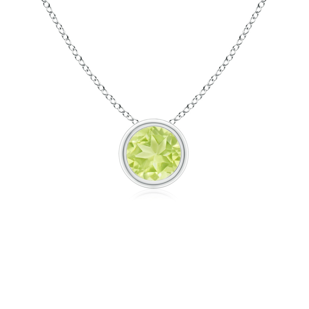 4mm A Bezel-Set Round Peridot Solitaire Pendant in White Gold