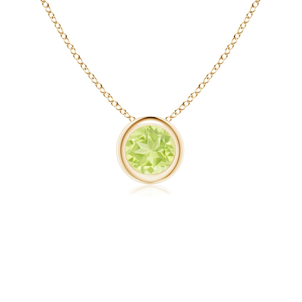 4mm A Bezel-Set Round Peridot Solitaire Pendant in Yellow Gold 