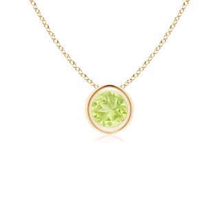 4mm A Bezel-Set Round Peridot Solitaire Pendant in Yellow Gold