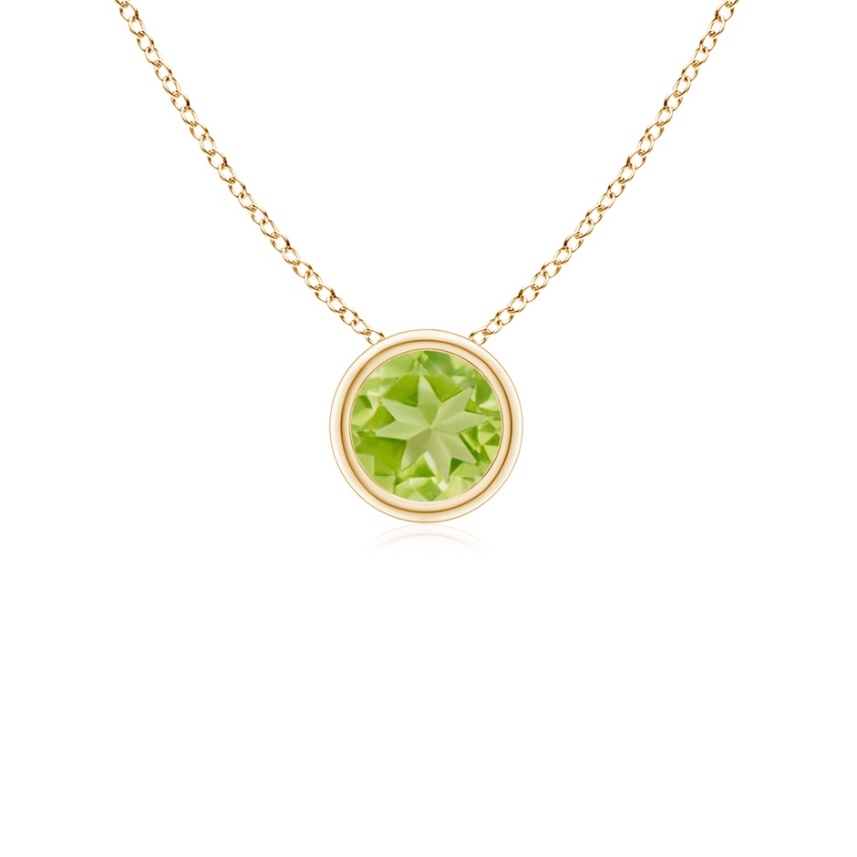 4mm AA Bezel-Set Round Peridot Solitaire Pendant in Yellow Gold 
