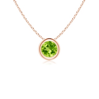 4mm AAA Bezel-Set Round Peridot Solitaire Pendant in Rose Gold