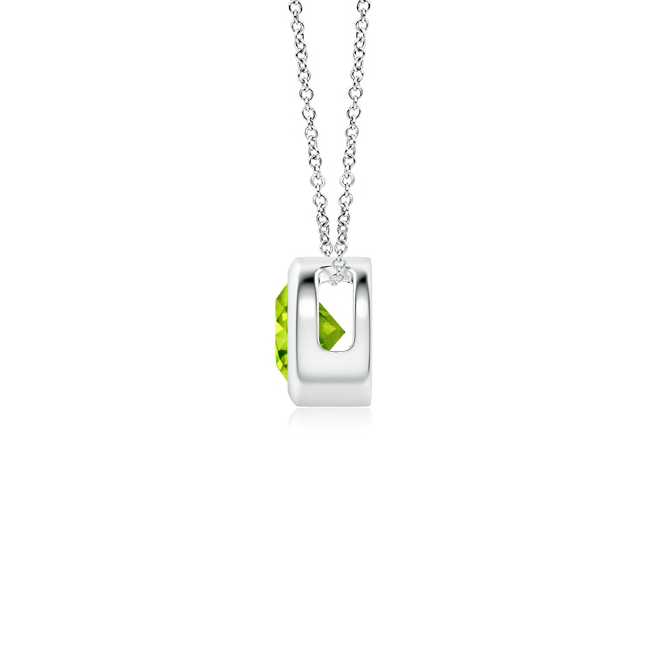 4mm AAA Bezel-Set Round Peridot Solitaire Pendant in White Gold side 199