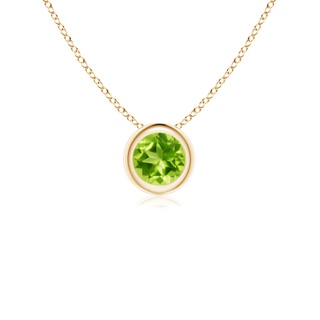 4mm AAA Bezel-Set Round Peridot Solitaire Pendant in Yellow Gold