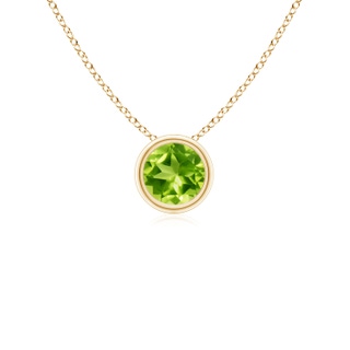 4mm AAA Bezel-Set Round Peridot Solitaire Pendant in Yellow Gold