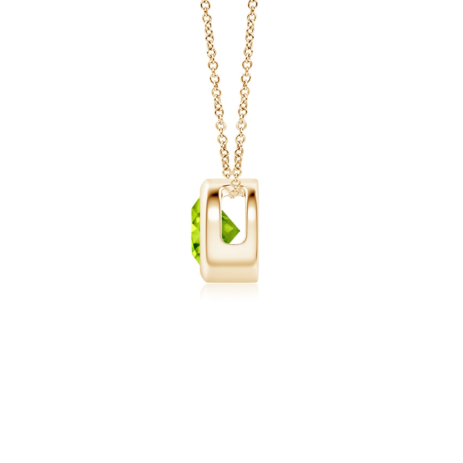 4mm AAA Bezel-Set Round Peridot Solitaire Pendant in Yellow Gold side 199