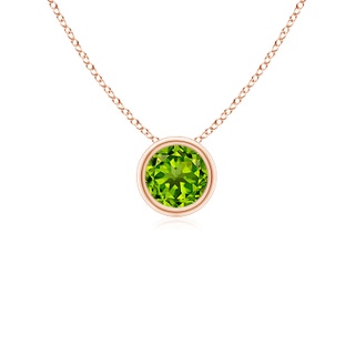 4mm AAAA Bezel-Set Round Peridot Solitaire Pendant in 18K Rose Gold