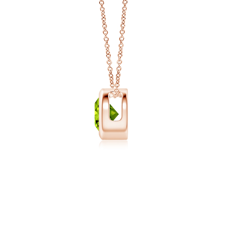 4mm AAAA Bezel-Set Round Peridot Solitaire Pendant in 18K Rose Gold side 199