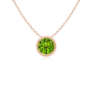 4mm AAAA Bezel-Set Round Peridot Solitaire Pendant in 9K Rose Gold