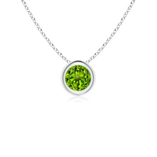 4mm AAAA Bezel-Set Round Peridot Solitaire Pendant in P950 Platinum