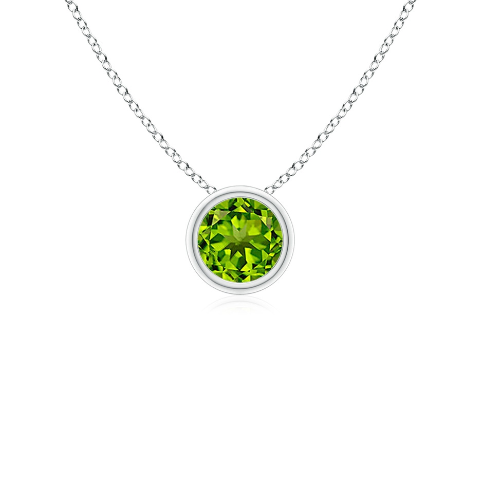 4mm AAAA Bezel-Set Round Peridot Solitaire Pendant in S999 Silver 