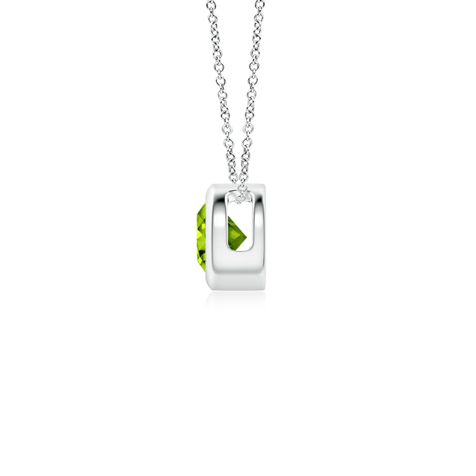 4mm AAAA Bezel-Set Round Peridot Solitaire Pendant in S999 Silver side 199
