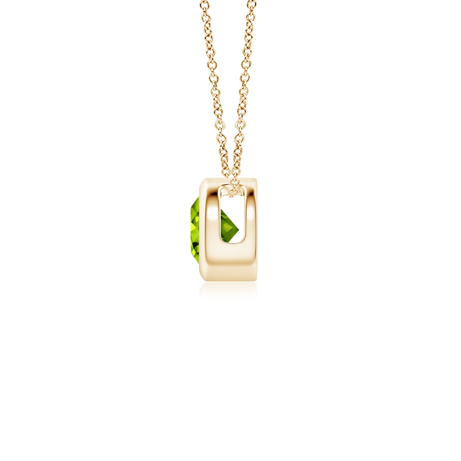 4mm AAAA Bezel-Set Round Peridot Solitaire Pendant in Yellow Gold side 199