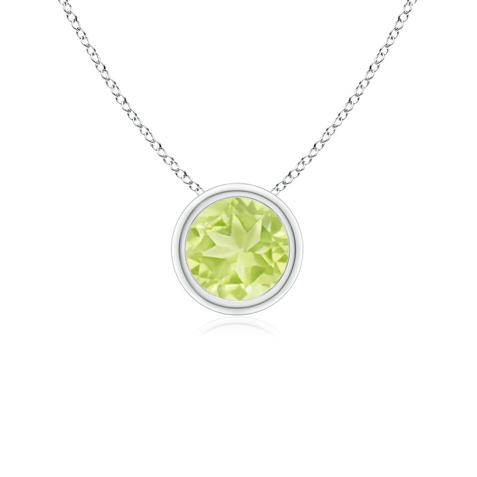 5mm A Bezel-Set Round Peridot Solitaire Pendant in S999 Silver 