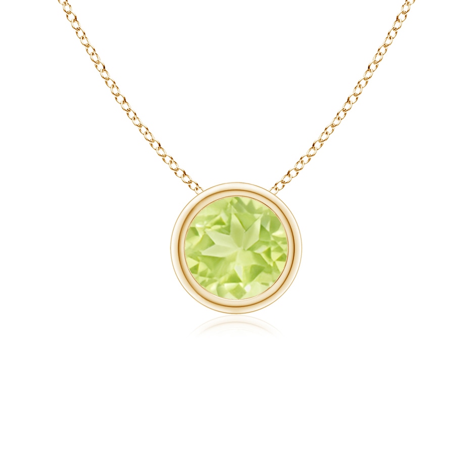5mm A Bezel-Set Round Peridot Solitaire Pendant in Yellow Gold 