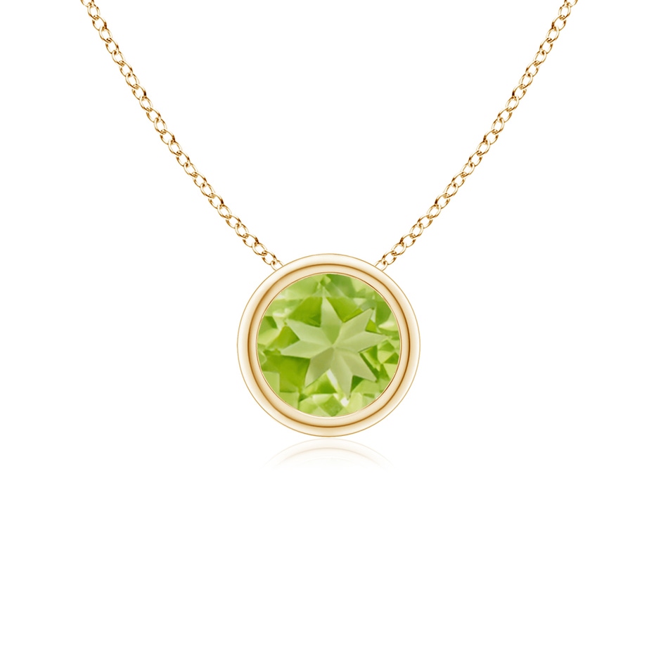 5mm AA Bezel-Set Round Peridot Solitaire Pendant in Yellow Gold 