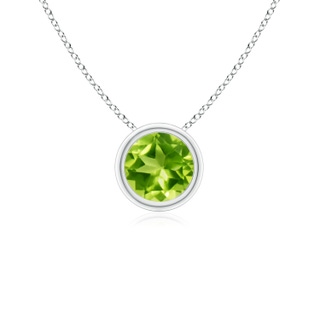 5mm AAA Bezel-Set Round Peridot Solitaire Pendant in White Gold